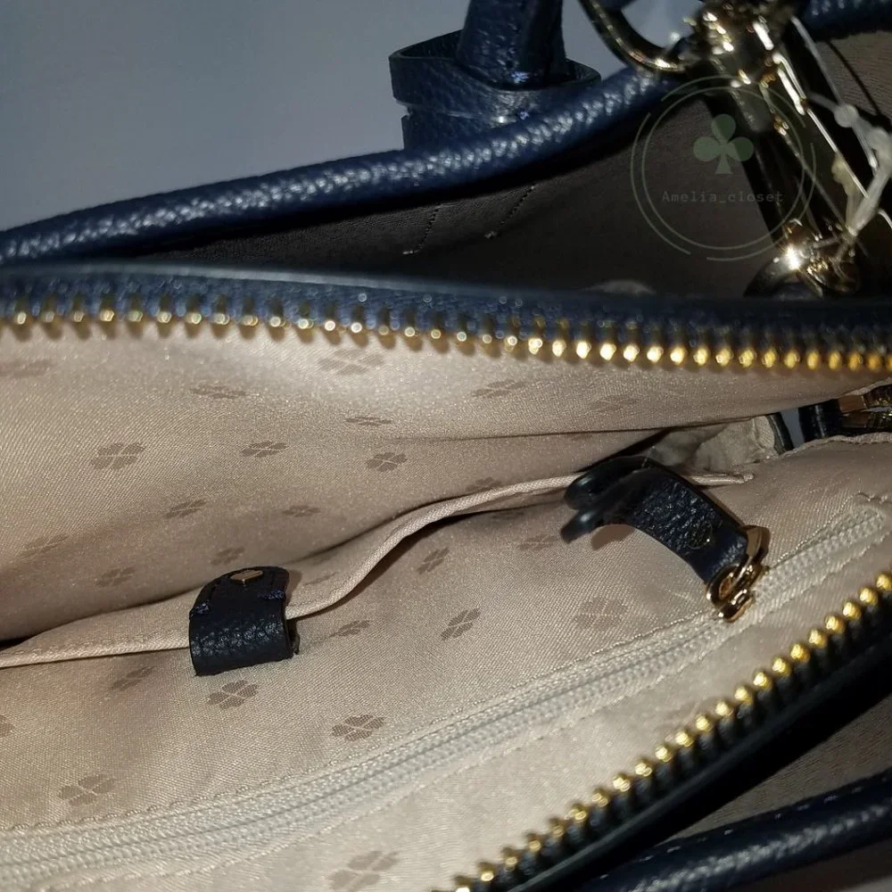 MAKE AN OFFER Kate Spade Women’s Margaux Plaid Leather Medium Blue Satchel - Picture 8 of 8